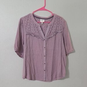 Knox Rose Lavender Button-Up Blouse